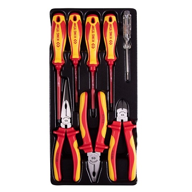 KING TONY Набор диэлектрического инструмента, ложемент, 8 предметов KING TONY 9-40618GP