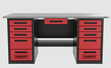 Верстак с ящиком двухтумбовый 5 ящиков /5 ящиков, красный 1800*700 GAROPT, GT1800Y1Y5Y5.red