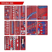 МАСТАК Набор инструментов "ПРОФИ" для тележки, 14 ложементов, 299 предметов