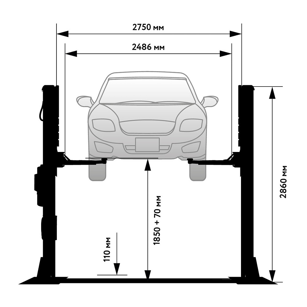WDK-522E Двухстоечный автомобильный подъемник с нижней синхронизацией, г/п 4 т Wiederkraft